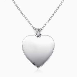 925 Sterling Silver Classic Engravable Heart Baby Pendant w Chain Krysaliis